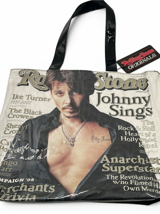 Handbags - Rolling Stones Originals Johnny Depp Y2K Vinyl Shoulder Tote Magazine Cover VTG
